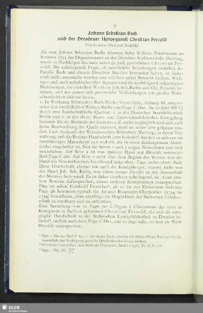 Johann Sebastian Bach und der Dresdener Hoforganist Christian Petzold