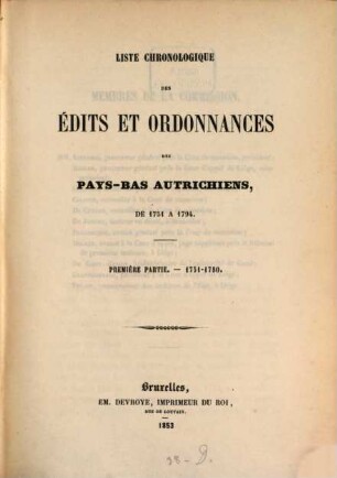 Liste chronologique des édits et ordonnances des Pays-Bas autrichiens. 1751/80 (1853)