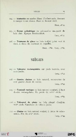 Sièges (Nr. 107-120)