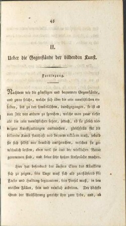II. Ueber die Gegenstände der bildenden Kunst.