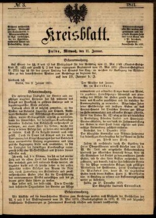 Ausgabe vom Mittwoch, den 11. Januar 1871.