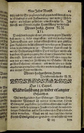 Das II. Capitel. Glückwünschung zu wider erlangter Gesundheit.