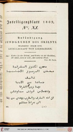 Intelligenzblatt Nro. XI