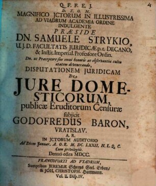 Disp. iur. de iure domesticorum