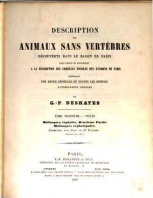 Description des animaux sans vertèbres découverts dans le bassin de Paris pour servir de supplément à la description des coquilles fossiles des environs de Paris, III
