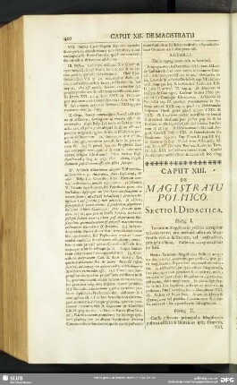 Caput XIII. De Magistratu Politico