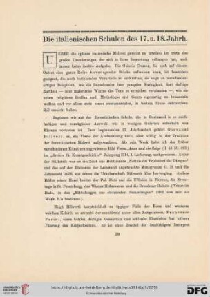 Die italienischen Schulen des 17. u. 18. Jahrh.