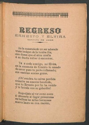 Regreso - Ernesto y Elvira : Canción de amor