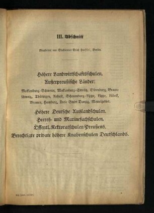 III. Abschnitt