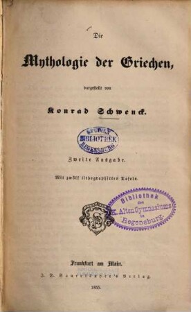 Die Mythologie der asiatischen Völker, der Aegypter, Griechen, Römer, Germanen und Slaven, 1. Die Mythologie der Griechen
