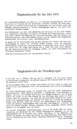 Tätigkeitsbericht für das Jahr 1975