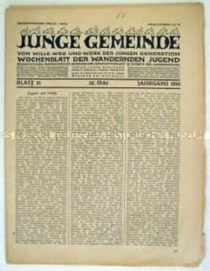 Mitteilungsblatt der bürgerlichen Wanderbewegung "Junge Gemeinde"
