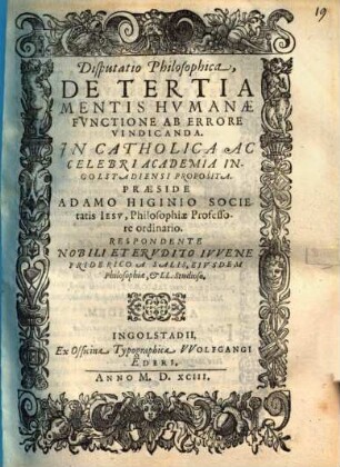 Disp. philos. de tertia mentis humanae functione ab errore vindicanda