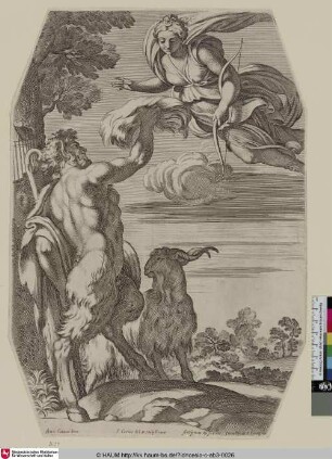 [Le dieu Pan offrant à Diane la toison d'une chèvre blanche]