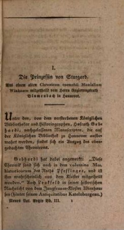 Neues vaterländisches Archiv oder Beiträge zur allseitigen Kenntniß des Königreichs Hannover und des Herzogthums Braunschweig. 1823,1, 1823,[1] = Bd. 3