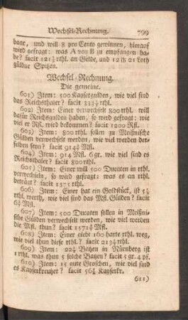 Wechsel-Rechnung. Die gemeine