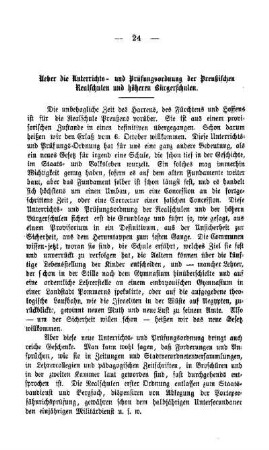 Ueber die Unterrichts- und Prüfungsordnung der Preußischen Realschulen und der höheren Bürgerschulen
