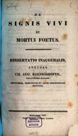 De signis vivi et mortui foetus : dissertatio inauguralis