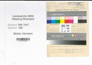Entnazifizierung Hermann Blicker , geb. 23.04.1906 (Weber)