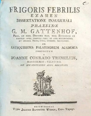 Frigoris febrilis examen