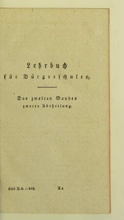 Des zweiten Bandes zweite Abtheilung