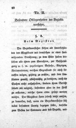 Tit. II. Besondere Obliegenheiten der Bezirksvorsteher.