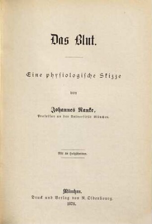 Das Blut : eine physiologische Skizze