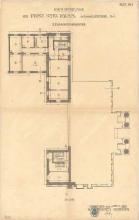 Landbauamt München; München; Prinz-Carl-Palais, Umbauten - Grundriss 2. Zwischengeschoss
