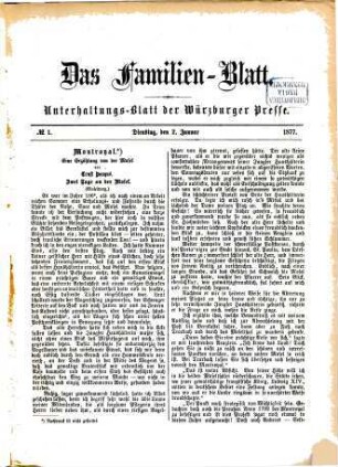 Das Familienblatt : Unterhaltungsblatt zur Würzburger Presse. 1877 = Jg. 3