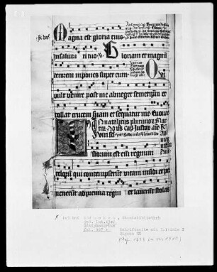 Antiphonale — Initiale S (anctifira), darin Bischof vor einem Tabernakel
