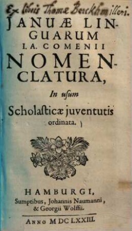 Ianuae linguarum J. A. Comenii nomenclatura : in usum scholasticae juventutis ordinata