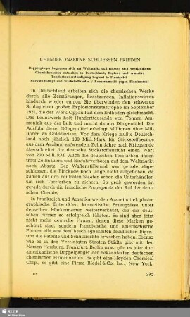 Chemiekonzerne Schliessen Frieden