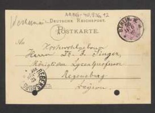 Brief von Maximilian Westermaier an Jakob Singer