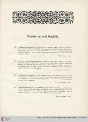 Miniaturen und Gemälde (Nr. 234 - 254)