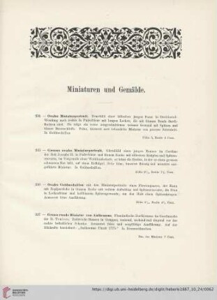 Miniaturen und Gemälde (Nr. 234 - 254)