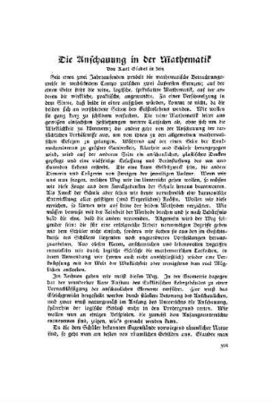 Die Anschauung in der Mathematik