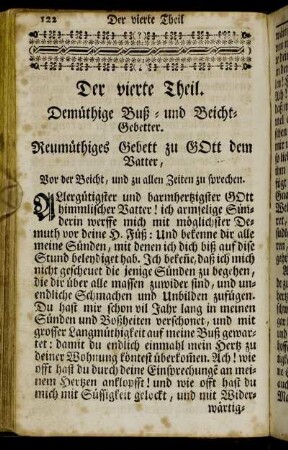 Der vierte Theil. Demüthige Buß- und Beicht-Gebetter.