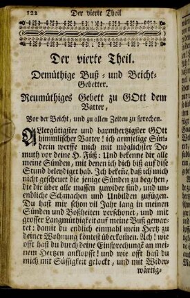 Der vierte Theil. Demüthige Buß- und Beicht-Gebetter.