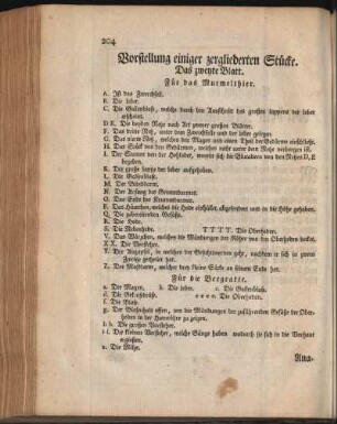 Vorstellung einiger zergliederten Stücke