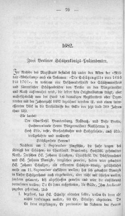 1682. Zwei Berliner Schützenkönigs-Prätendenten