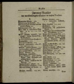 Zweytes Register der merckwürdigsten Sachen in diesem Tractat.