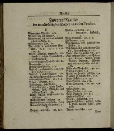 Zweytes Register der merckwürdigsten Sachen in diesem Tractat.