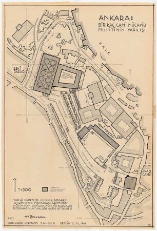 Gesamtbebauungsplan Ankara Teilbebauungsplan Altstadt: Lageplan Altstadt zwischen dem Alten Basar und der Ahi Elvan Moschee 1:500
