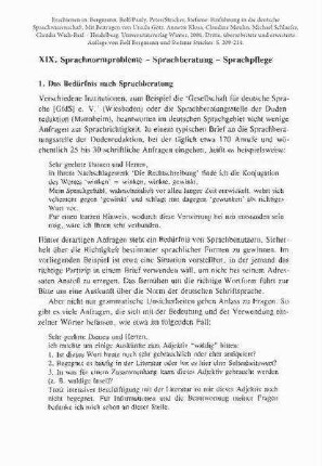 Sprachnormprobleme - Sprachberatung - Sprachpflege