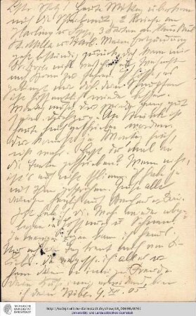 Postkarte vom 09.12.1905