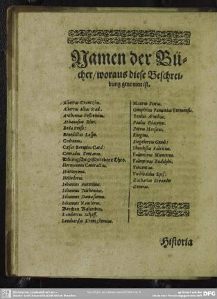 Namen der Bücher, woraus diese Beschreibung genomen ist