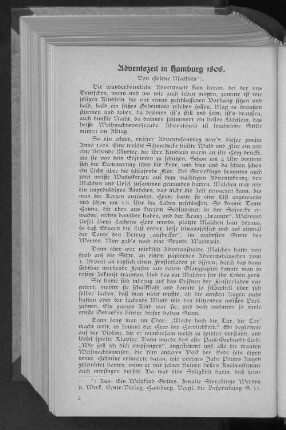 Adventszeit in Hamburg 1808.