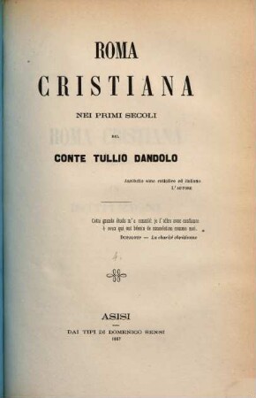 Roma cristiana nei primi secoli, 4. [Istituzioni]