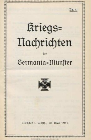 4.1915: Kriegsnachrichten der Germania, Münster