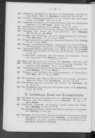 D. Archäologie, Kunst und Kunstgeschichte